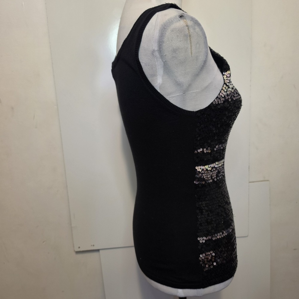 The Limited Stretch Women's Black Sequin Tank Top Sleeveless Size M - Picture 4 of 9